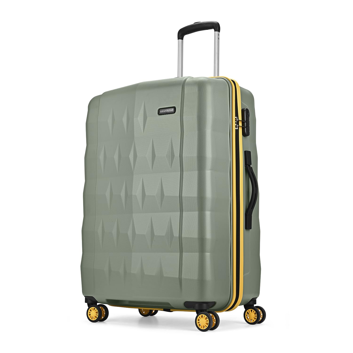 Aristocrat Comet Check-in Trolley Bag 76cm | Large | Hard Luggage| Smooth 8-Wheel Suitcase| Combination Lock with Sturdy Zipper | Full Fabric Convipack | 3-Year International Warranty (Green)