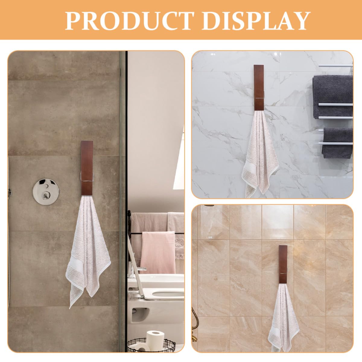 VALICLUD Ganchos para Toallas de Baño Grandes 30x4x5 Cm Madera Natural Resistente Multiusos Colgador Pared para Toallas y Batas 2 Unidades Uso Baño Hogar