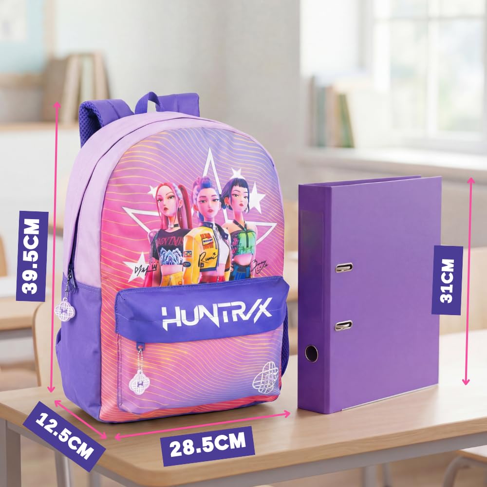 KPop Demon Hunters Mochila rosa para niñas de Cazadores de Demonios Huntrix | Mochila escolar con personaje de dibujos animados y cierre de cremallera | urbana HUNTRAX para niños | Merchandising