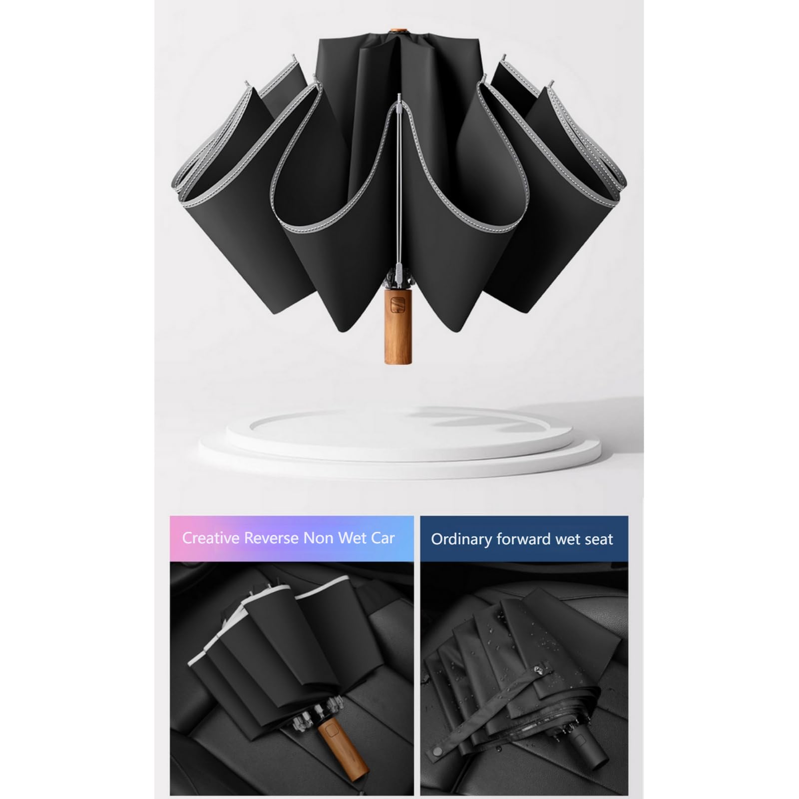 Ombrello Pieghevole Ombrelli Doppio Completamente Automatico Resistente Alle Tempeste Inverse Per Uomo E Donna Umbrella