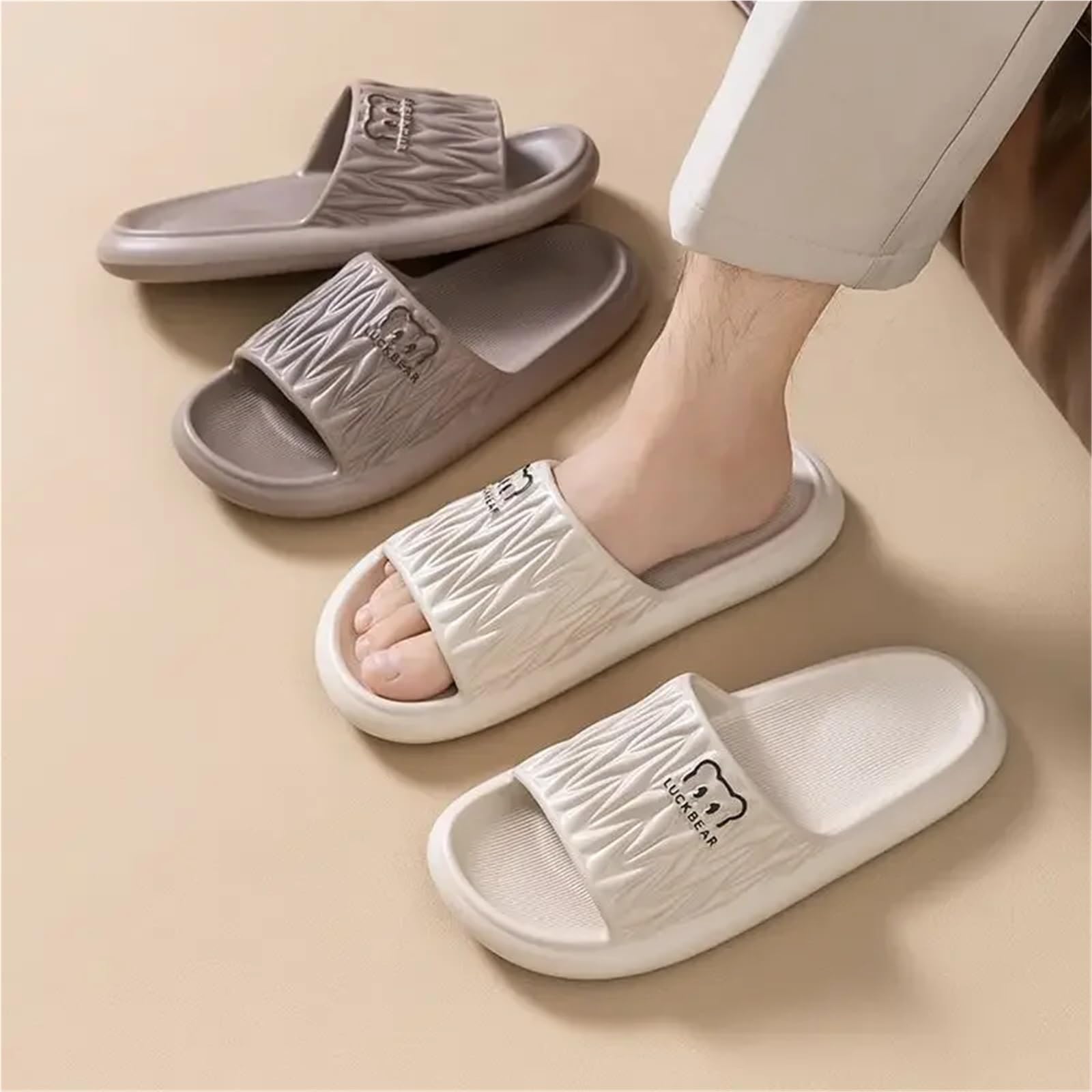 Ciabatte Donna Estive Ciabatte estive da Donna in Eva da Uomo, da Bagno, da Spiaggia, for la casa, Antiscivolo, Piatte, for Coppia, da Interno(Light Khaki,40-41)