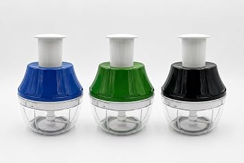 Orret Home Basmalı El Rondosu 3 Bıçaklı Doğrayıcı Manuel Rondo Pratik Mutfak Doğrayıcı Sebze Soğan Sarımsak Parçalayıcı Paslanmaz Çelik Bıçaklı Mini Rondo
