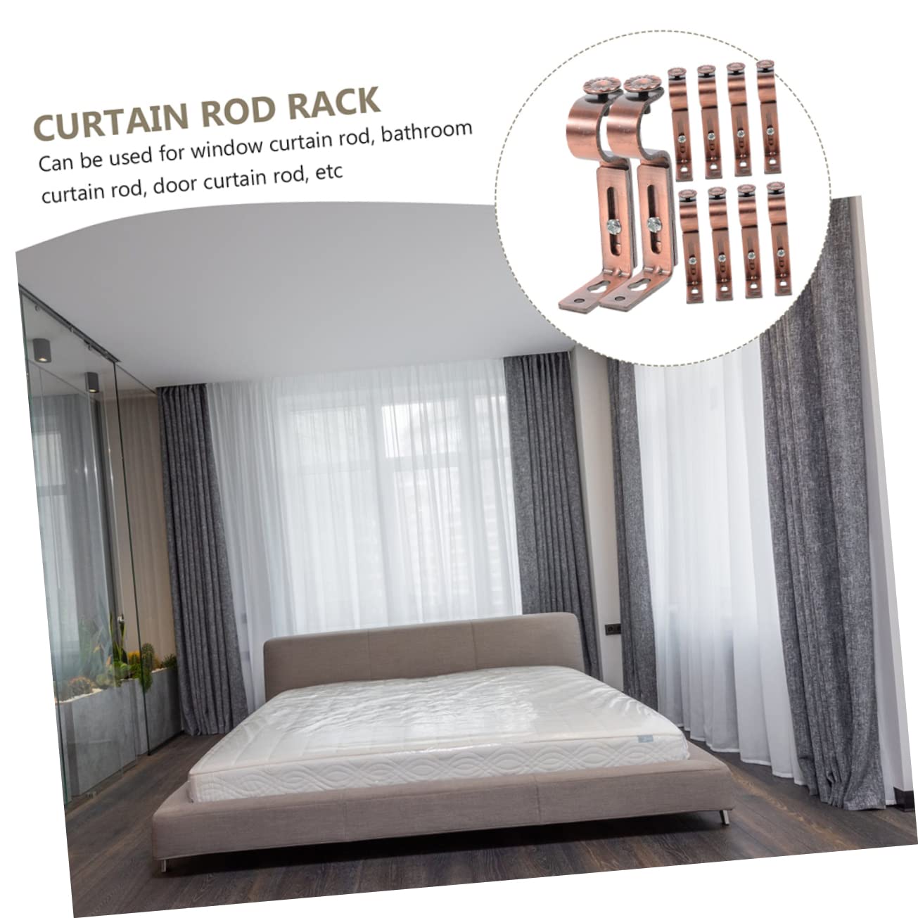 Supporto per Bastone Tenda in Ferro, 10 Pezzi, Senza Sbavature, Facile da Installare, per Tende Pesanti in Cucina o Studio