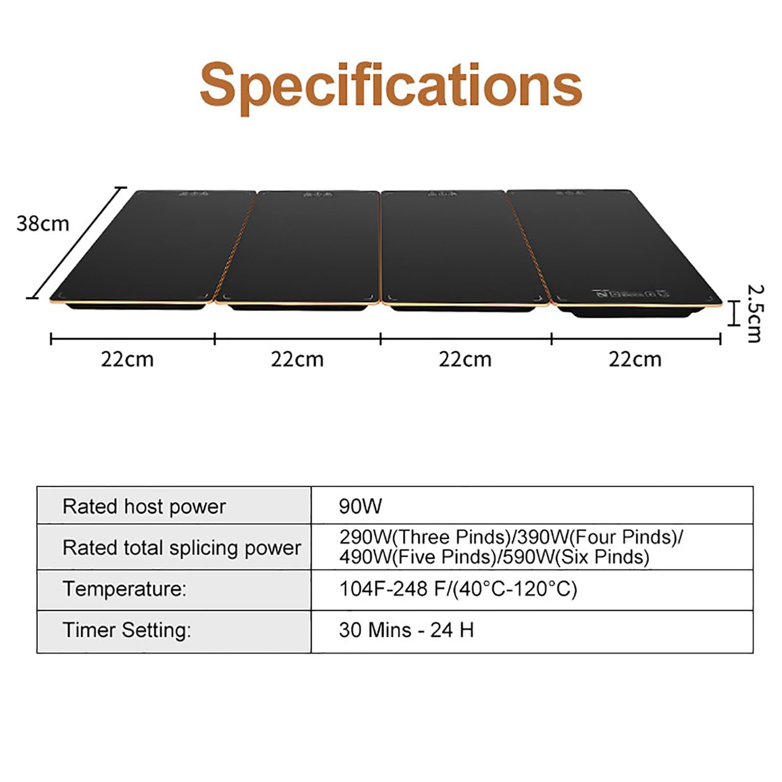 Bandeja modular de calentador de alimentos eléctrico, placa de calefacción de vidrio expandible, 10 ajustes de calor, servidor de buffet para fiestas, catering, cenas de cocina, fácil almacenamiento y
