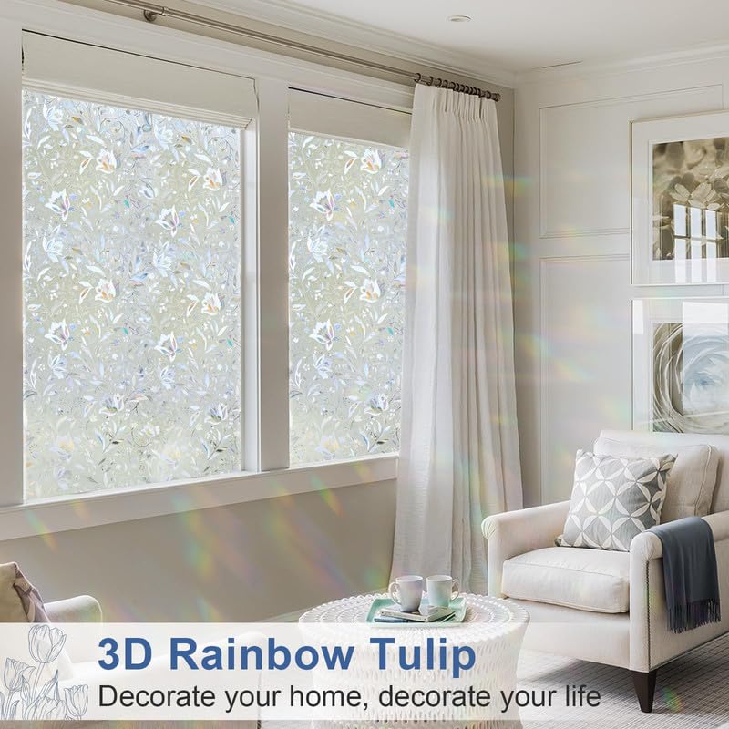 Image of 3D Decorative Glass Film Window Film for Glass Film for Windows Privacy - Flower 3D |16 X 48 Inchs