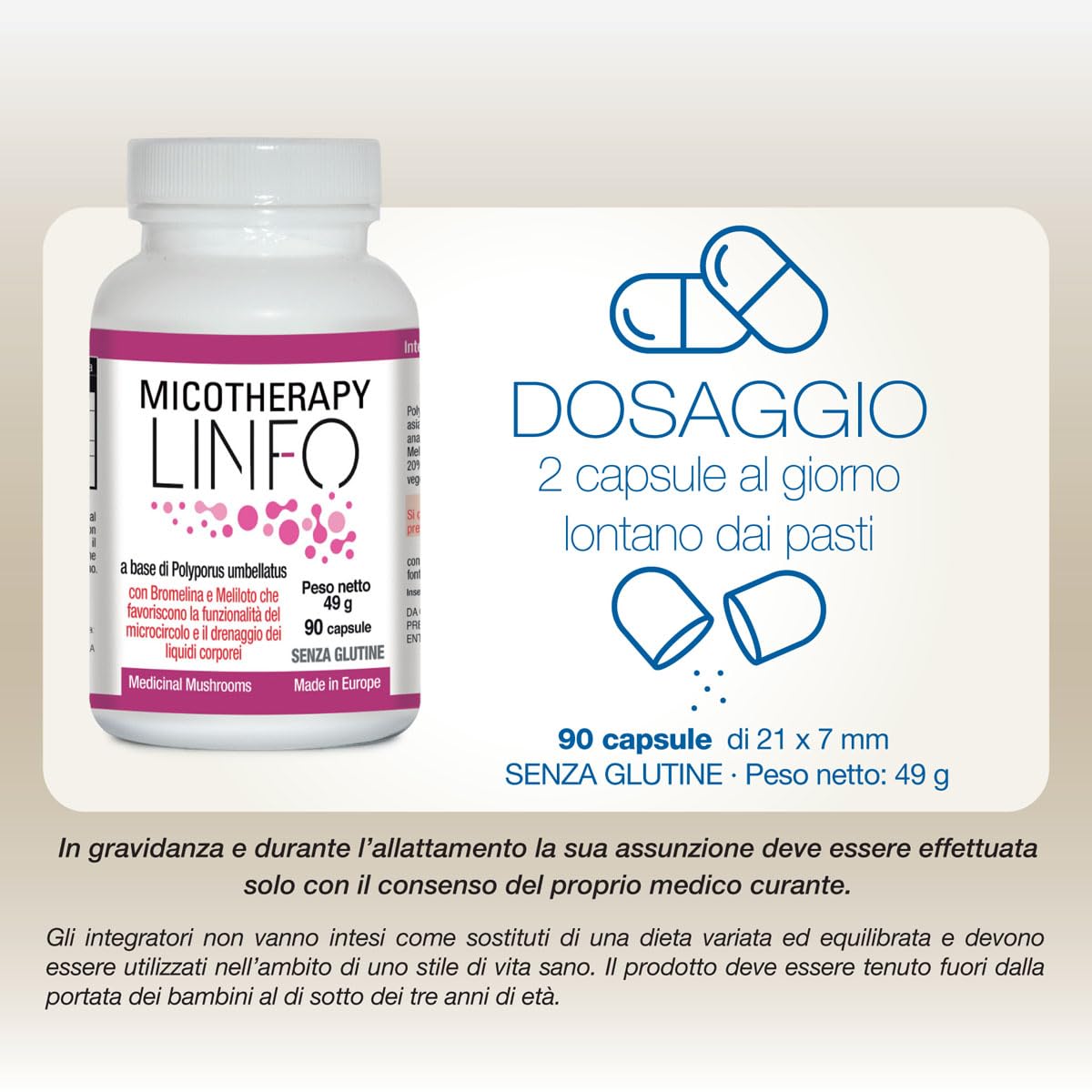 AVD REFORM | Micotherapy Linfo – Integratore con Polyporus umbellatus, bromelina ed estratti vegetali dall’azione drenante – 90 capsule – Prodotto in Italia
