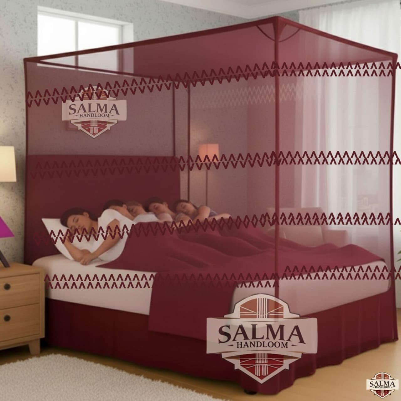 Luxury Purple Mosquito Net - Double Bed Protection -7