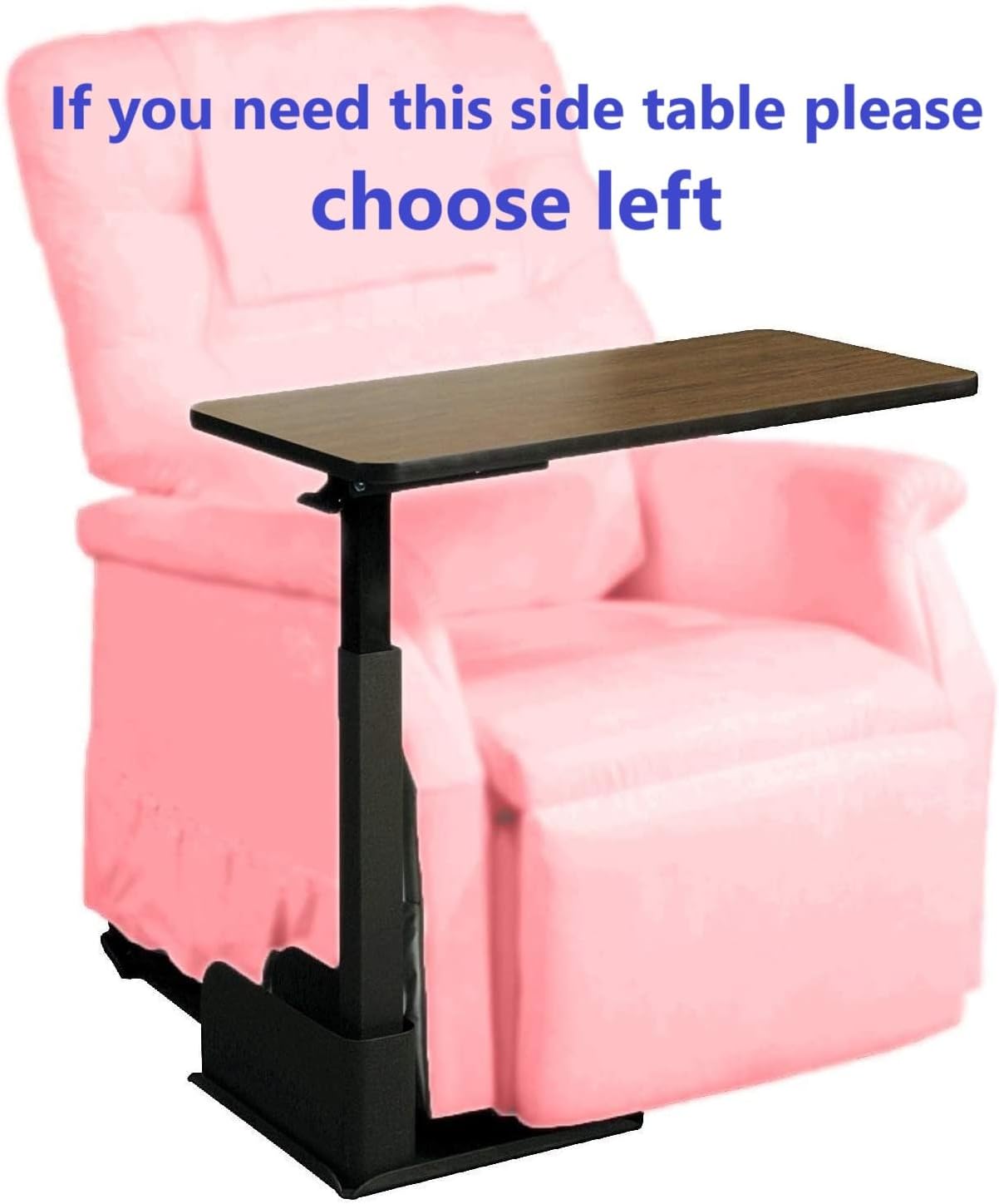 HEALTHLINE Home Adjustable Left Side Bedside Table Overbed Tray