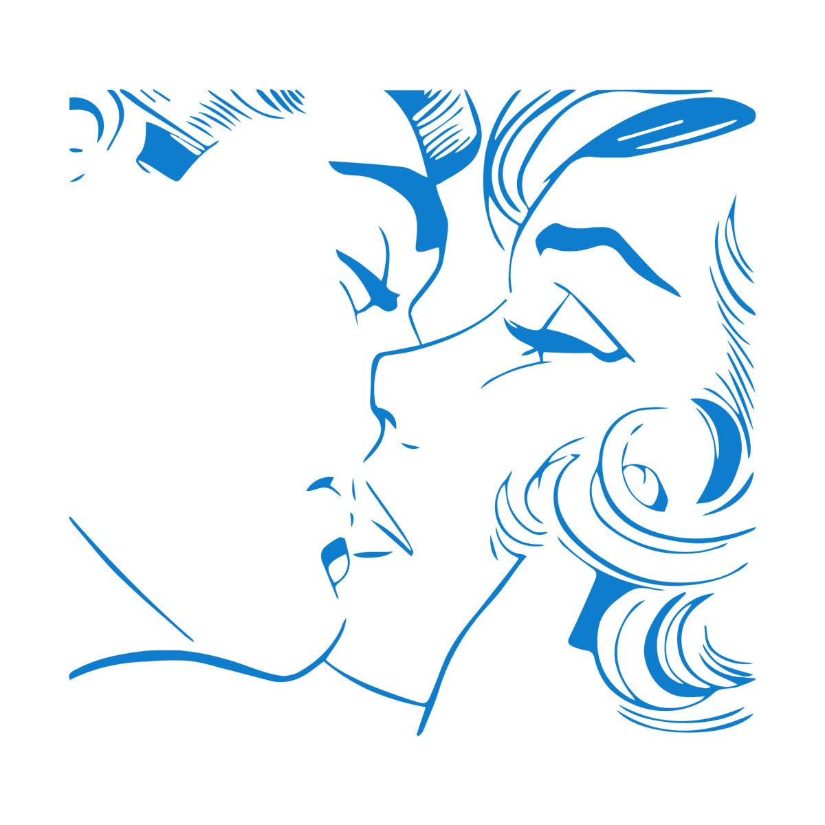 Abstract Kiss Pattern Wall Stickers Master Couple Bedroom Decor Accessories Romantic Living Room Vinyl Tile Wall Decals Large - 57x60cm — image 1