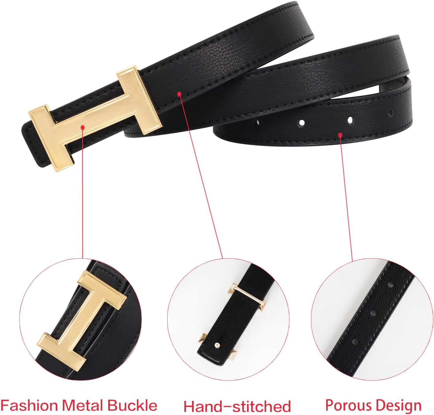 Relang Women's Belts with Gold Buckle, Fashion Waist Band, Elegant Ladies' Belt, Gift for Women - Image 5