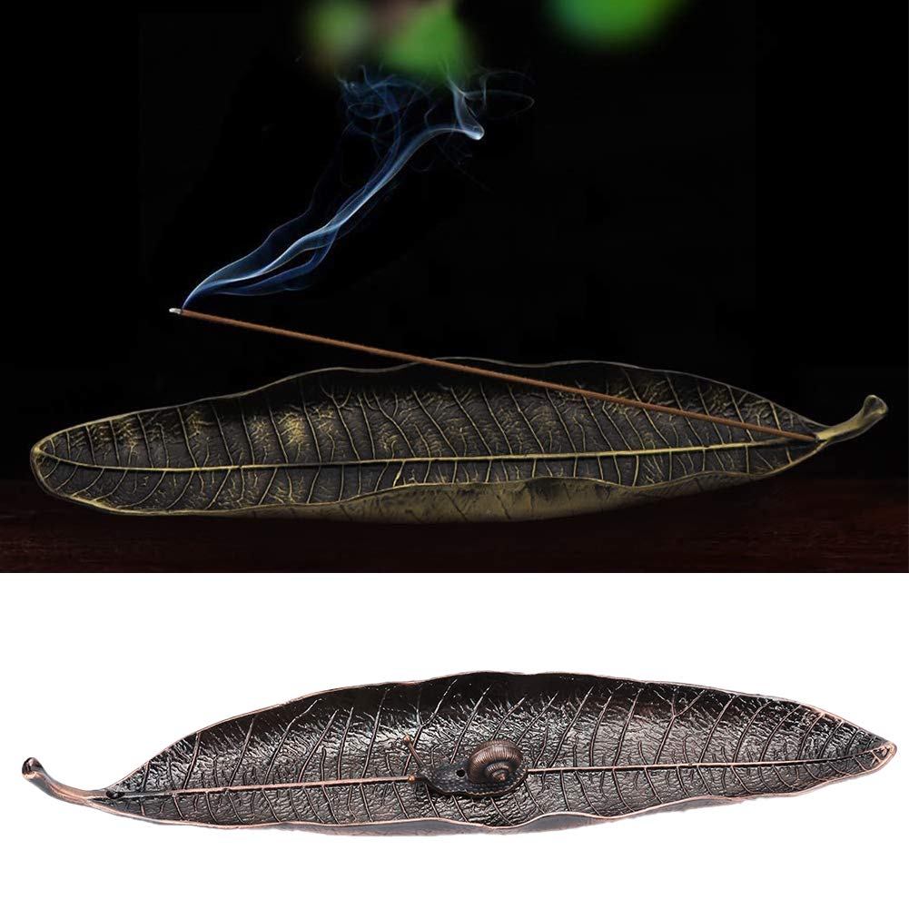 Xndz Leaf Shape, Durable, Incense Sticks, Leaf Incense Tray, Electroplating, Meditation for Yoga Studio Household Bedroom