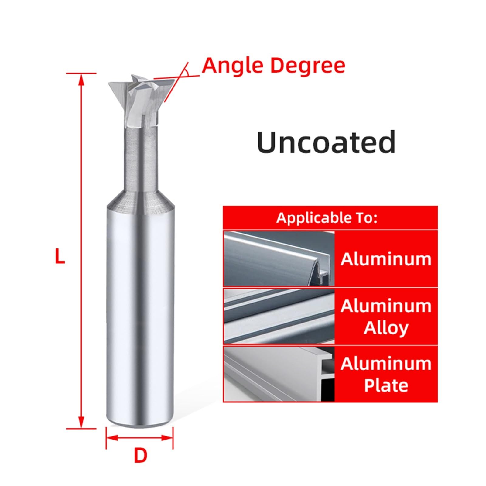 Fresa de cola de milano de carburo, herramientas CNC de 45 °, mecanizado de metales, fresas de extremo de acero de tungsteno, cortadores de chaflán, 1 Uds.(UNCOATED_D3X50L)