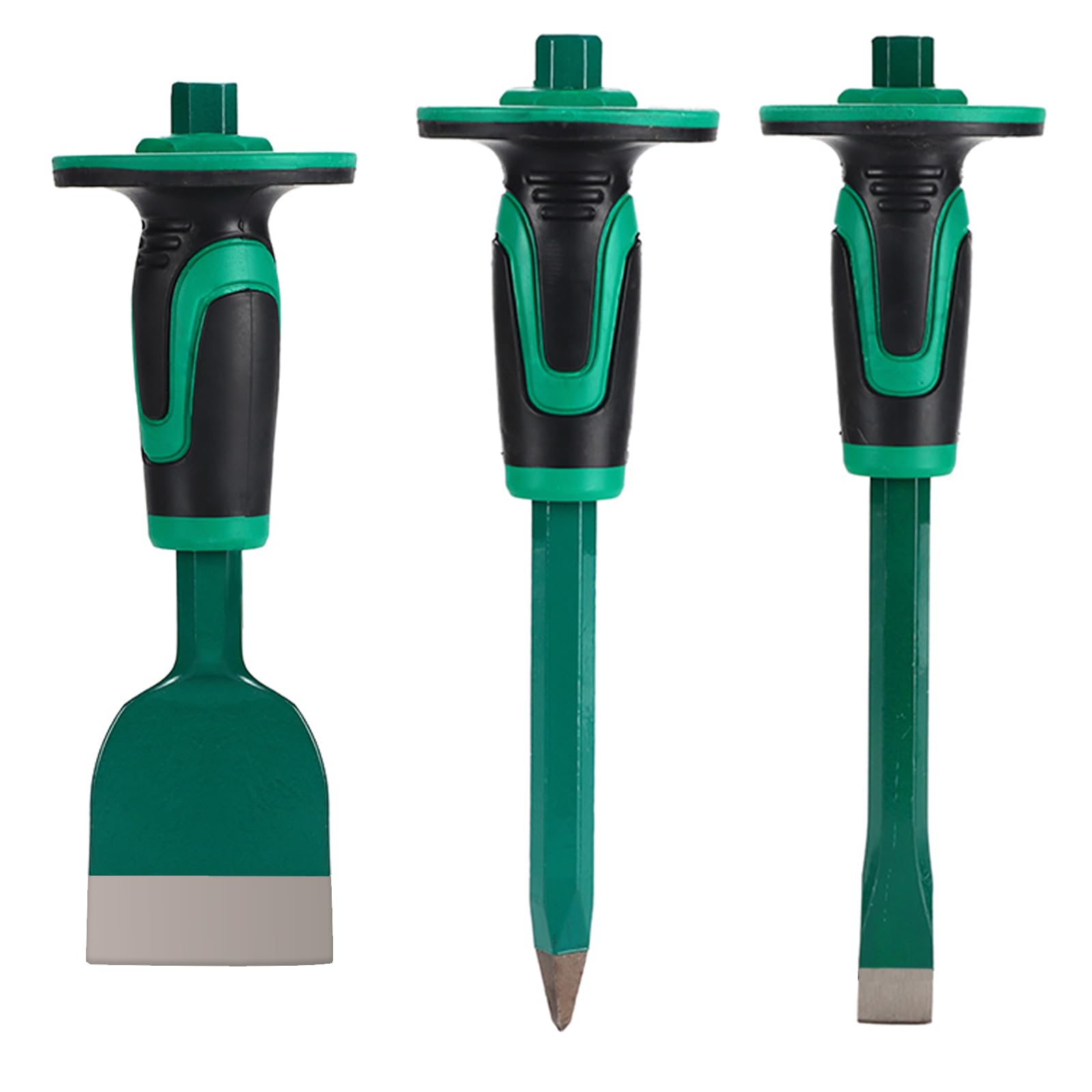 CogniForge Heavy Duty Masonry Chisel Set,12 Inch Point and Flat Chisel, 9 Inch Brick Chisel With Hand Protector,for Demolition,Mason,Carving,Concrete