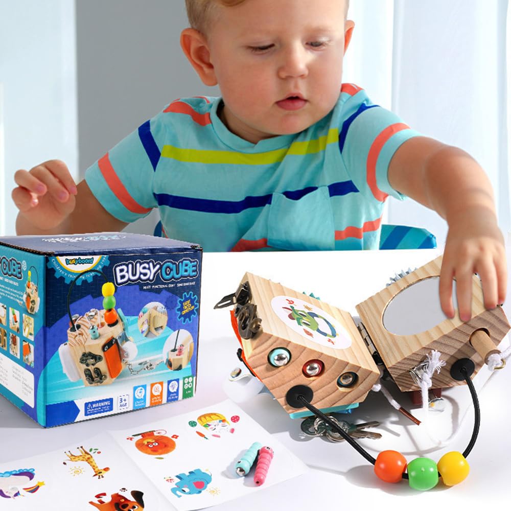 Maycoly Montessori Cube D'Activité Bébé 15 En 1 En Bois Busy Board Montessori Éducatif Sensoriel