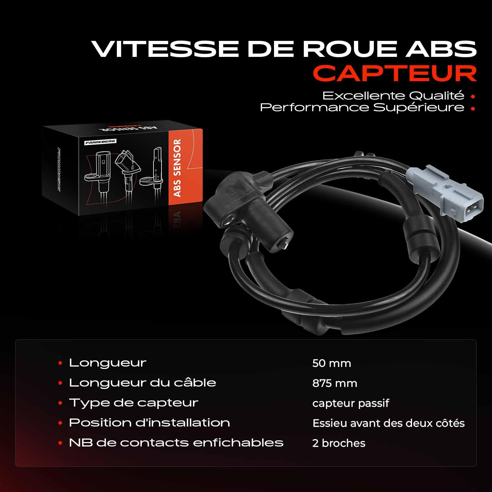 Frankberg Capteur ABS de vitesse de roue avant 96317068 | Compatible avec: