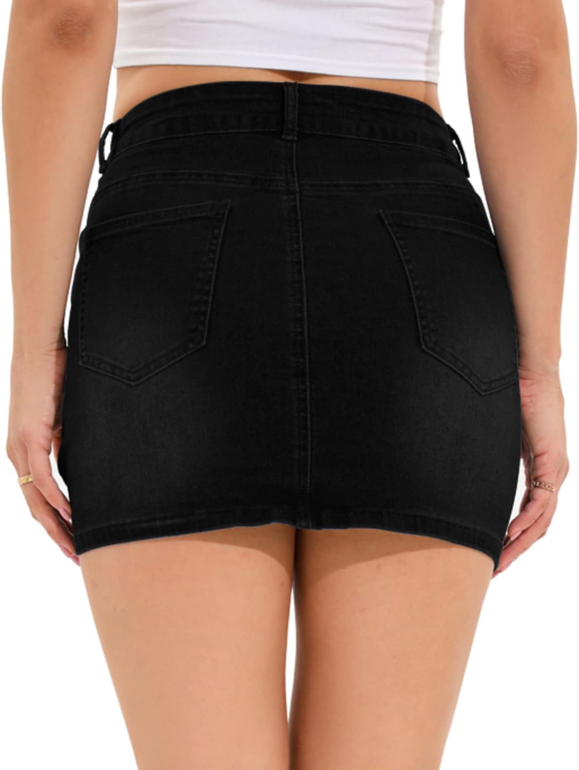 Tulucky Women's Button Down Front Denim Short Skirt with Side Pocket - Image 5