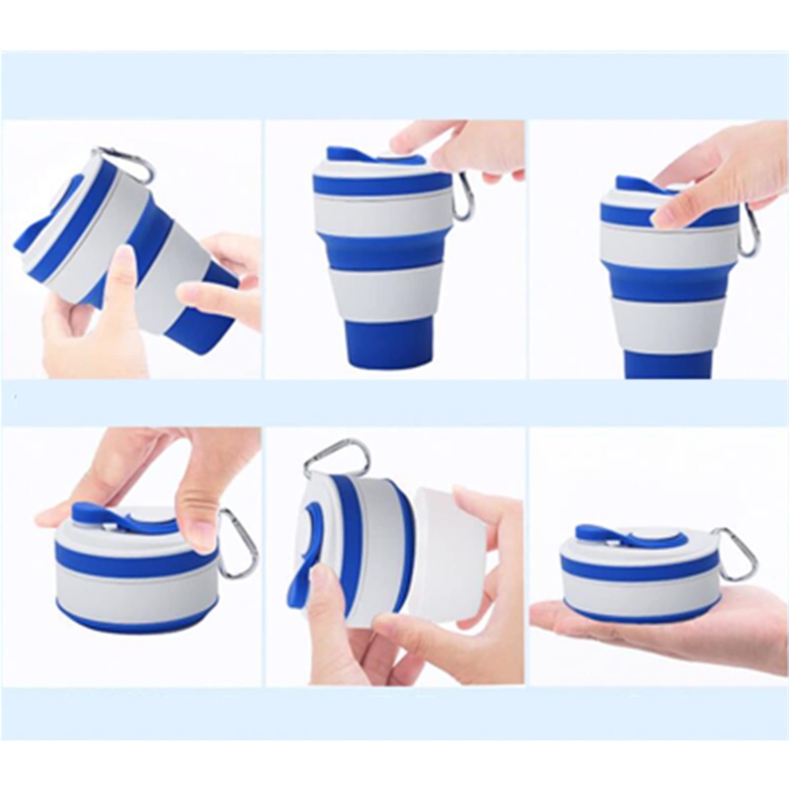 Reise-Kaffeetasse, Kaffeetassen mit Strohhalm, faltbar, tragbar, Silikon, Wasserbecher im Freien, Camping, Wandern, Picknick (3)