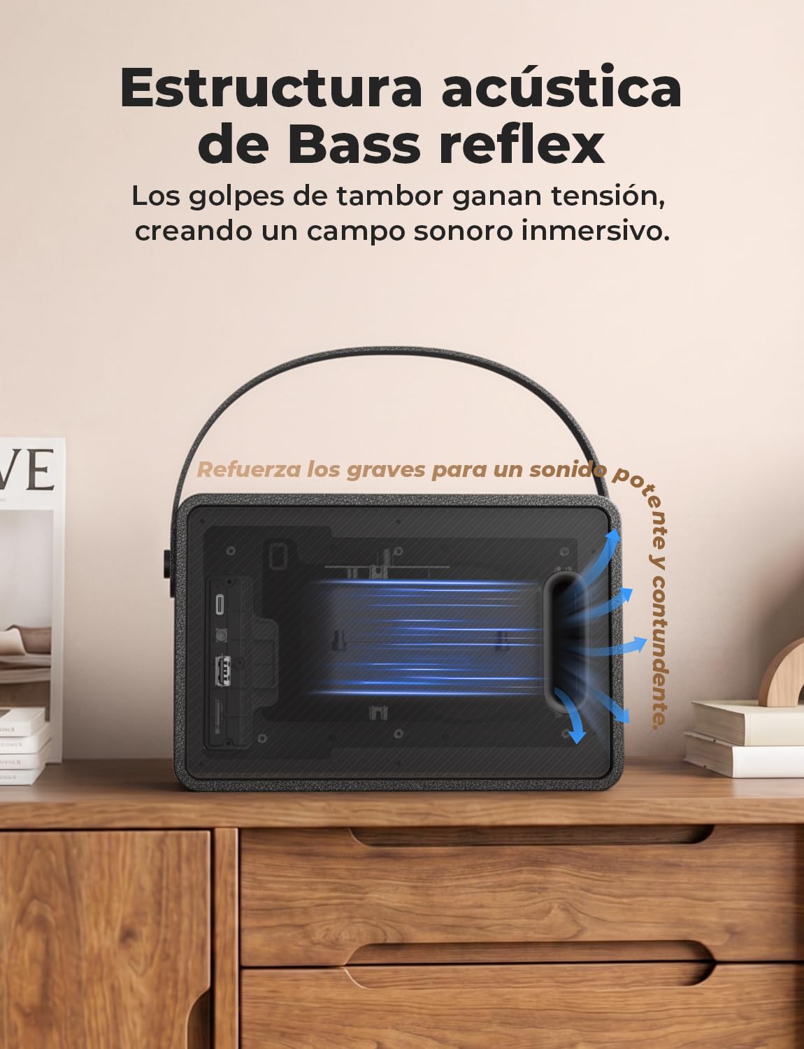 RIENOK Altavoz Bluetooth 40W Potente Woofer 90mm Tweeter Seta 30mm, 15H