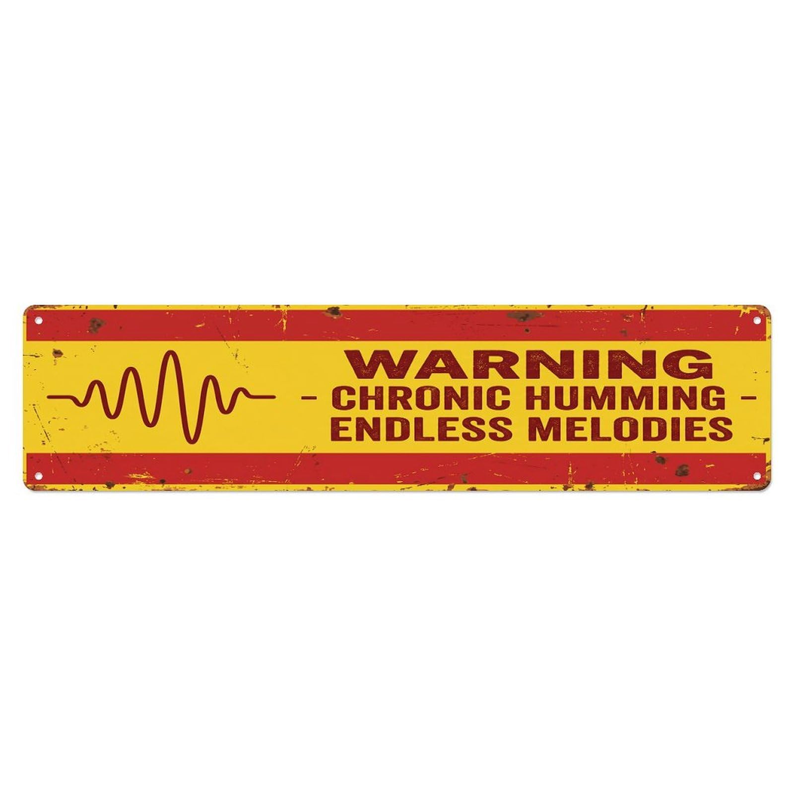 Olhnbad 4X16inch(10X40cm) Vintage Funny Warning Chronic Humming Warning Metal Tin Sign