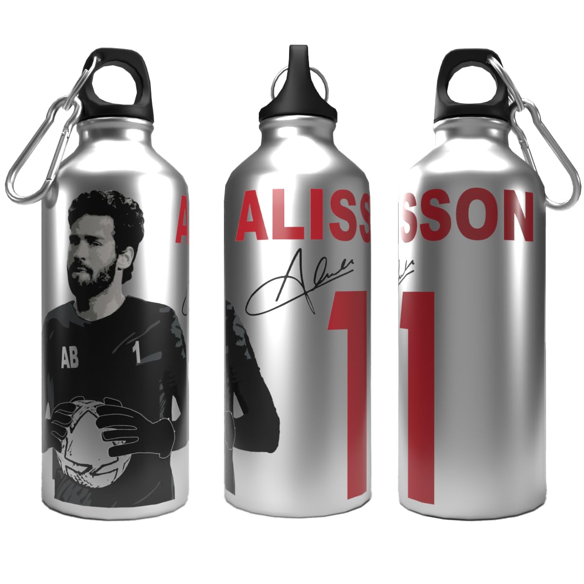 Partisan Multicolour Liverpool Bottle Alisson 2-Lid Aluminium 600Ml Silver