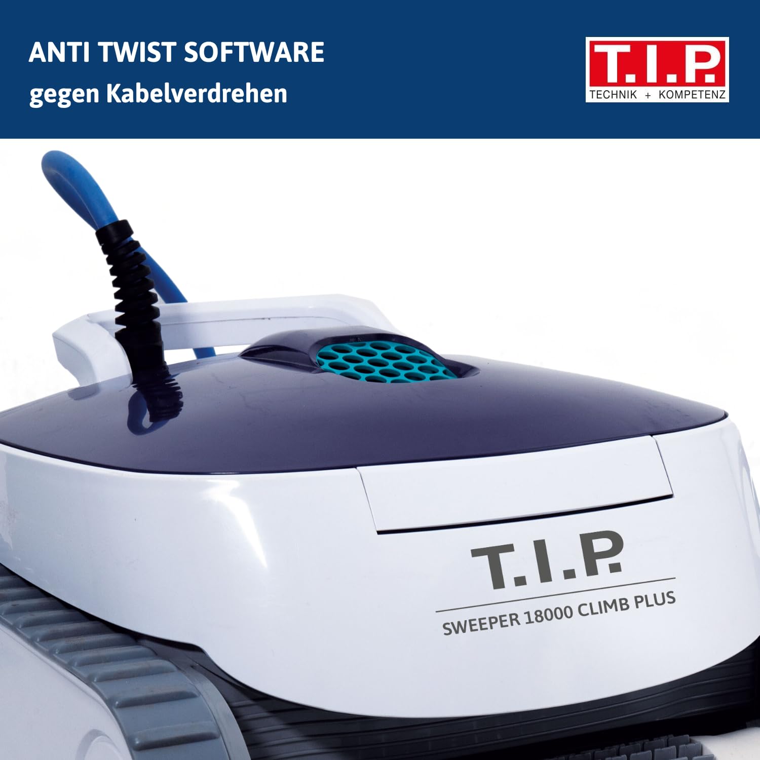 T.I.P. Robot de Piscina (100 m³ de tamaño de Cuenca, 18.000 l/h, caudal de caudal, Limpieza de Suelos, Limpieza de Paredes, línea de Agua, chorros de Agua, Independiente, Totalmente automático, Modos