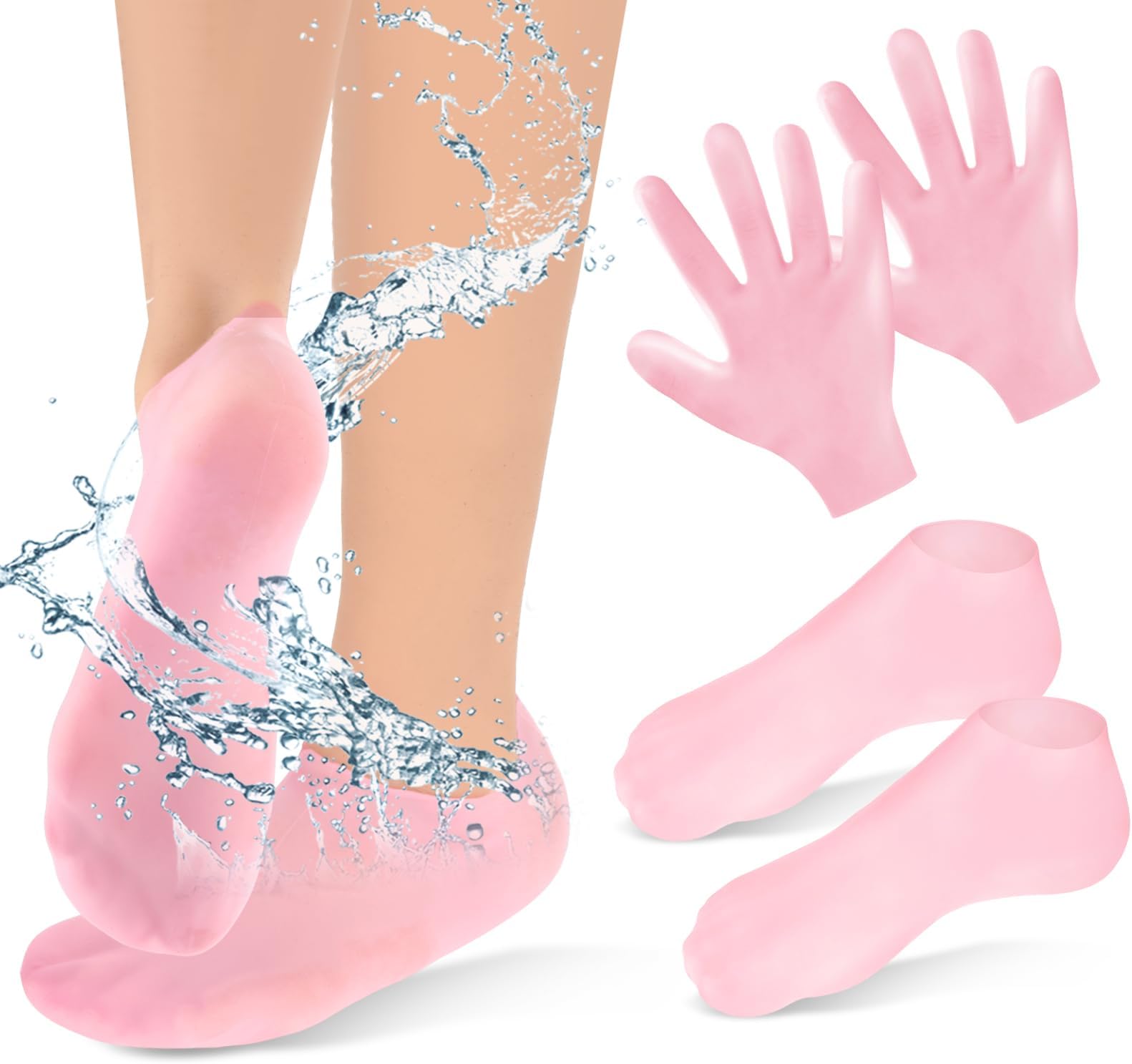 Sibba 2 Pairs Silicone Moisturizing Gloves and Socks, Spa