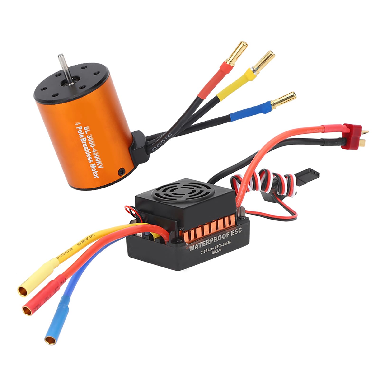 Demeras 1 10 Motor sin Escobillas Y Esc Motor Esc Combo 10x9x7 3650 4300kv Motor sin Escobillas 60a Esc Piezas de Actualización Accesorio para 1 10 RC Modelo de Coche