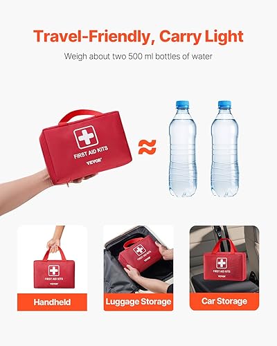 Miniatura 5 de VEVOR Kit de primeros auxilios, 500 piezas, bolsa de primeros auxilios de nailon 600D, suministros médicos de emergencia, para el hogar, automóvil,