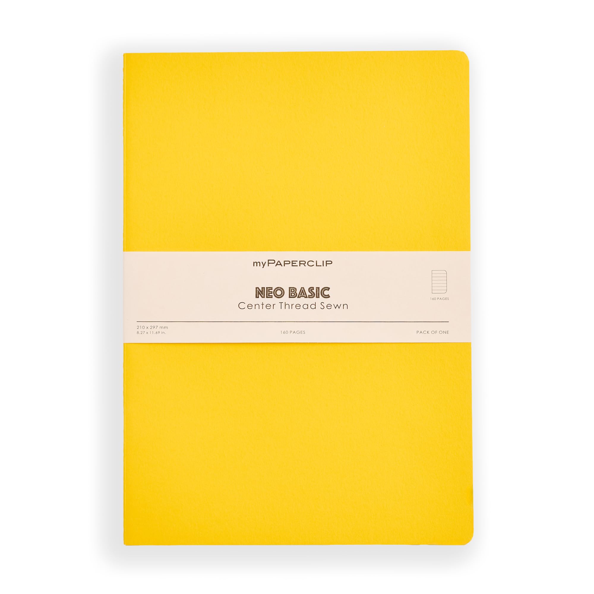 myPAPERCLIP NeoBasic A4 Ruled Notebook | 160 Pages, 80 GSM, 250 GSM Soft Cover, A4 (8.27 x 11.69 in) | Yellow