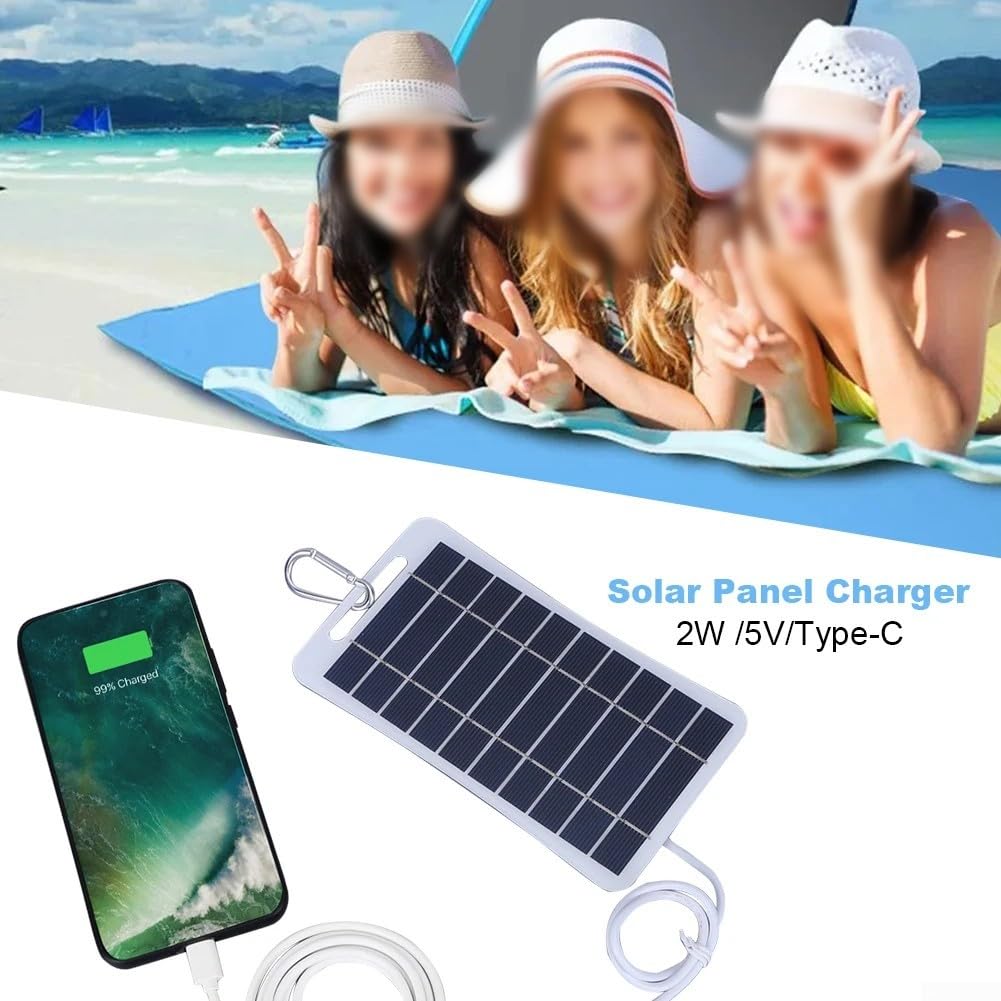Pannello solare portatile impermeabile da 2 W 5 V per telefono cellulare, campeggio, escursionismo, ricarica, alta efficienza di conversione, pannello solare per campeggio ed escursionismo