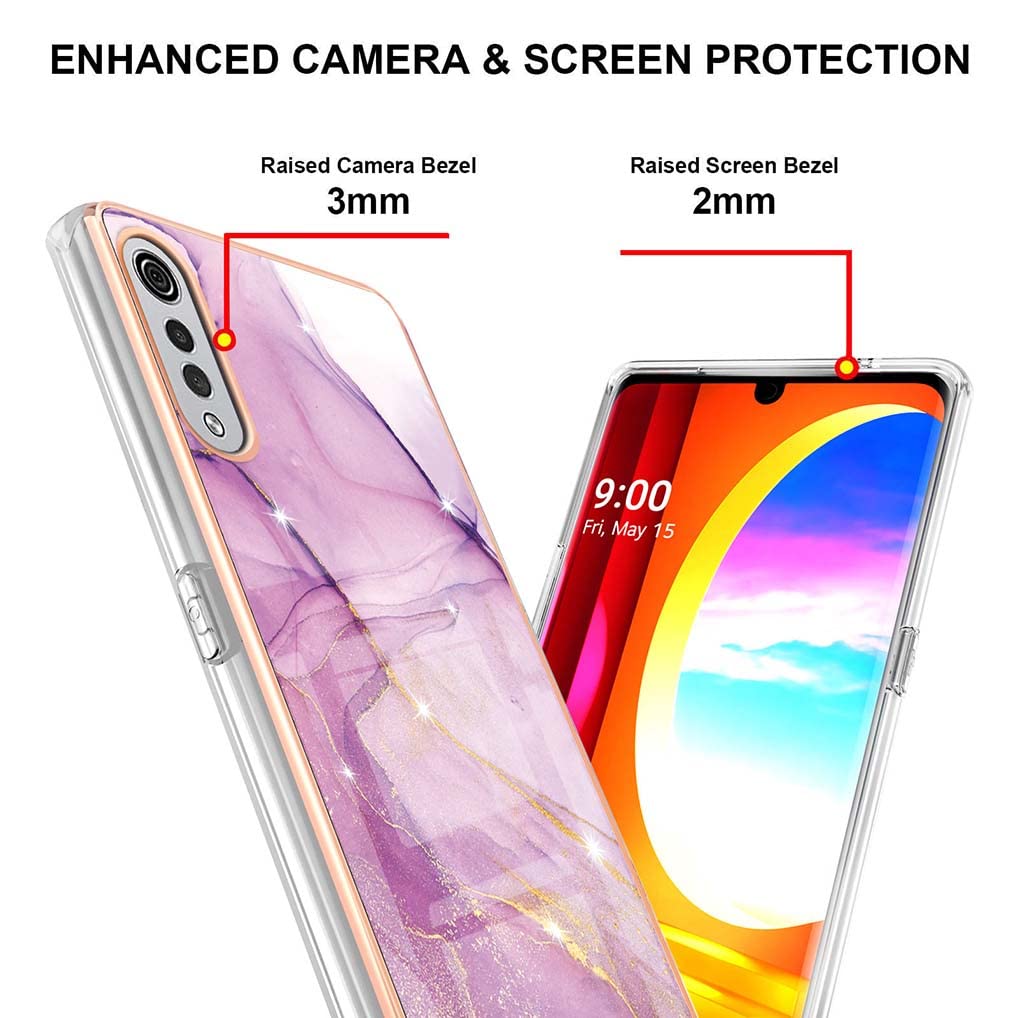 SEAHAI Cover per LG Velvet 5G/4G, Custodia Protettiva Ultra Sottile ed Elegante in Silicone TPU Flessibile, Glitter Modelli Colorful Cover Antiurto Case - Bianco