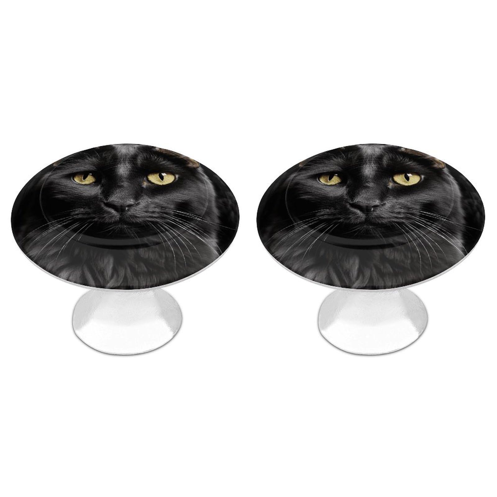 Btcowzrv Style Black Cat Golden Eyes 2 Pack Cabinet Knobs Drawer Pulls