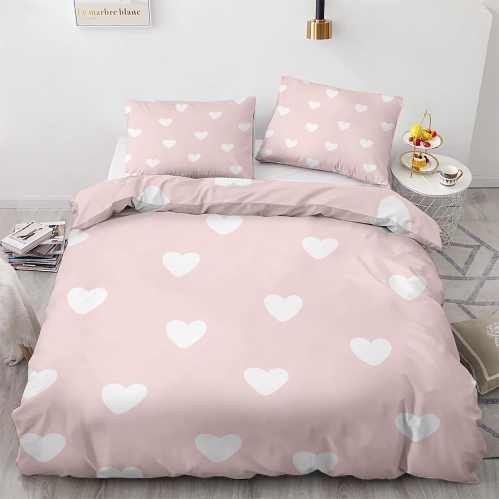 Parure de lit 1 personne 140x200 rose microfibre housse de couette enfant ado TaRvit