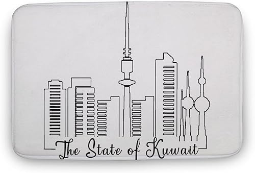 Alfombras antideslizantes de 20 x 32 pulgadas para piso, diseño de ciudad de Kuwait, alfombras para habitación de niños, terciopelo coral para