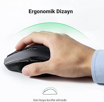 UGREEN Dizüstü Bilgisayar Kablosuz Fare Ergonomik Sessiz Tıklama USB Fare, Hassas Takip Bilgisayar Faresi, Gecikmesiz Duyarlı 18 Aylık Pil Ömrü, 4000 DPI Ayarlanabilir