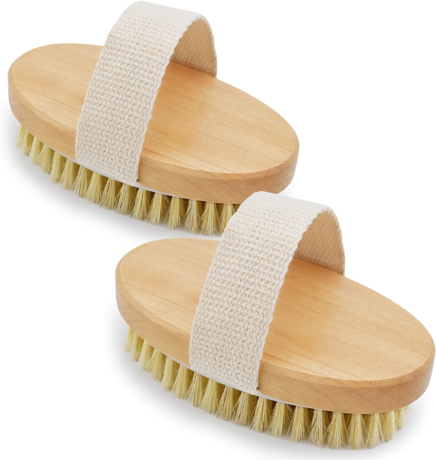Dry Brushing Body Brush, 2 PCS Natural Bristle Dry Skin Exfoliating Brush Body Scrub to Removes Cellulite & Dead Skin, Improves Lymphatic Functions, Stimulates Blood Circulation, Tightens Skin