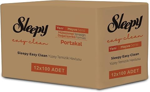 Sleepy Meyve Serisi Yüzey Temizlik Havlusu Mendili Portakal 12x100 (1200 Yaprak)