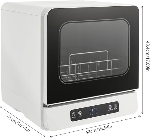 Miniatura 5 de Lavavajillas para encimera, lavavajillas portátil con 5 programas de lavado, lavavajillas compactos con tanque de agua integrado de 4.8 L, tanque de