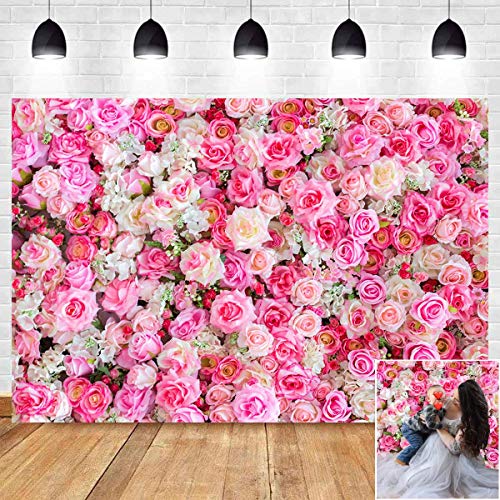 Toile de fond photo 3D rose rouge rose rose pour photos de 1,5 x 0,9 m en vinyle pour nouveau-né de naissance, fête d'anniversaire, bannière de décoration...