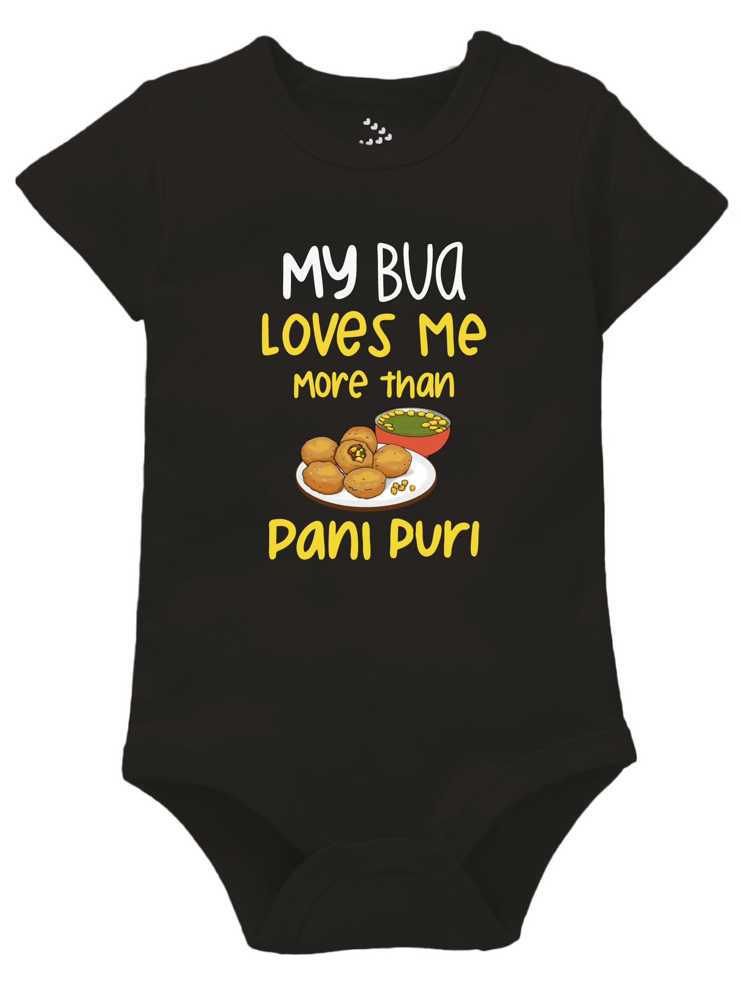 Zeezeezoo Family Theme Baby Onesie | Infant Bodysuit | Newborn Romper | Bua Loves me more than panipuri