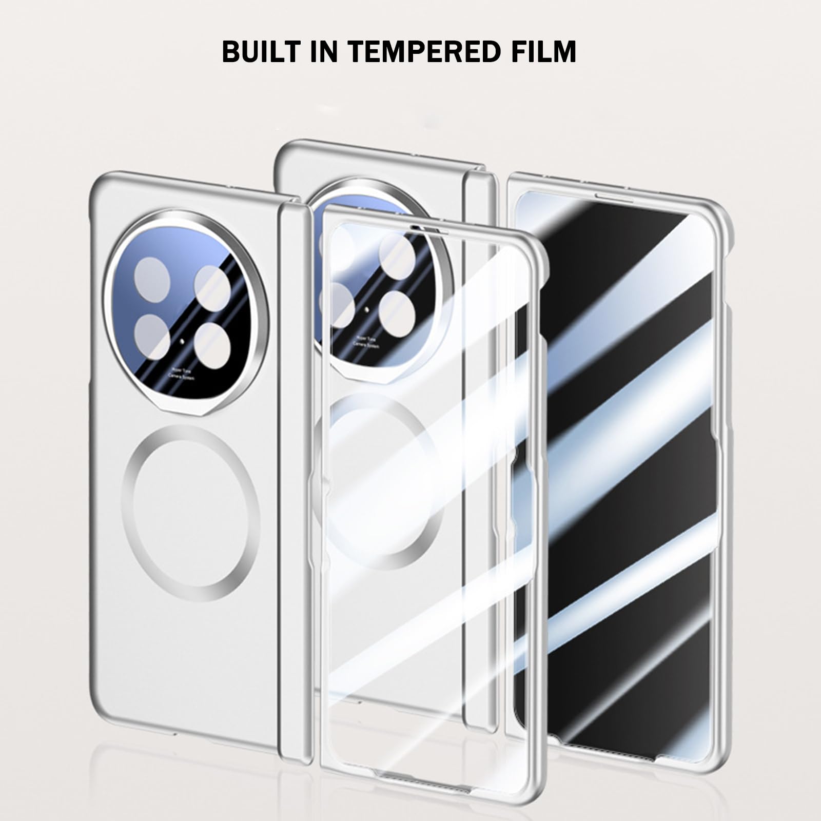 Cover per Oppo Find N5, Protezione Privacy Vetro Temperato Anti Peeping Custodia Fotocamera Protezione Supporto Cerniera AntiGraffio Guscio,Viola,Find N5