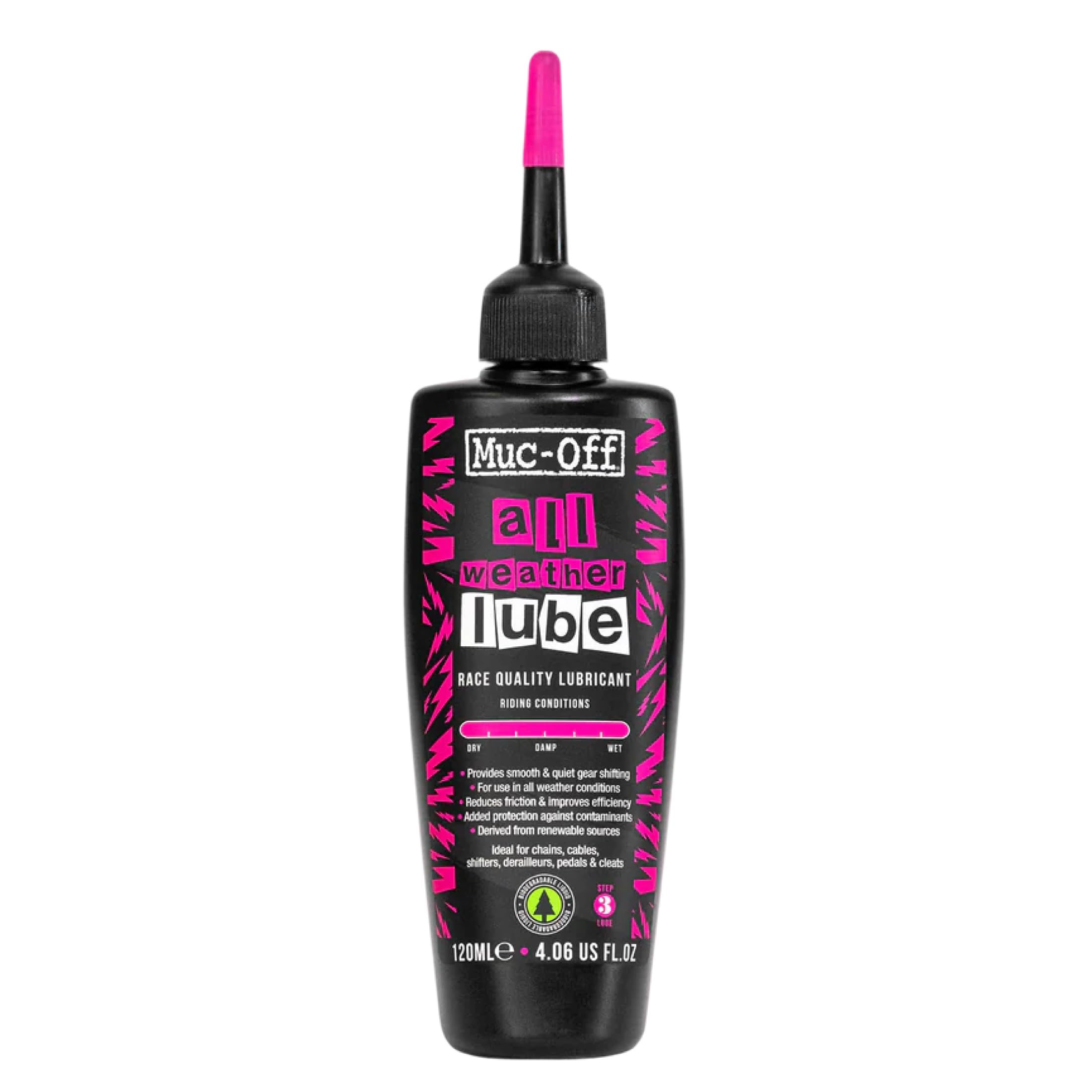Muc-Off All-Weather Chain Lube, 120 ml Biodegradable Bicycle Chain Lubricant - Formulated for All Conditions - Suitable for All Types of Bikes