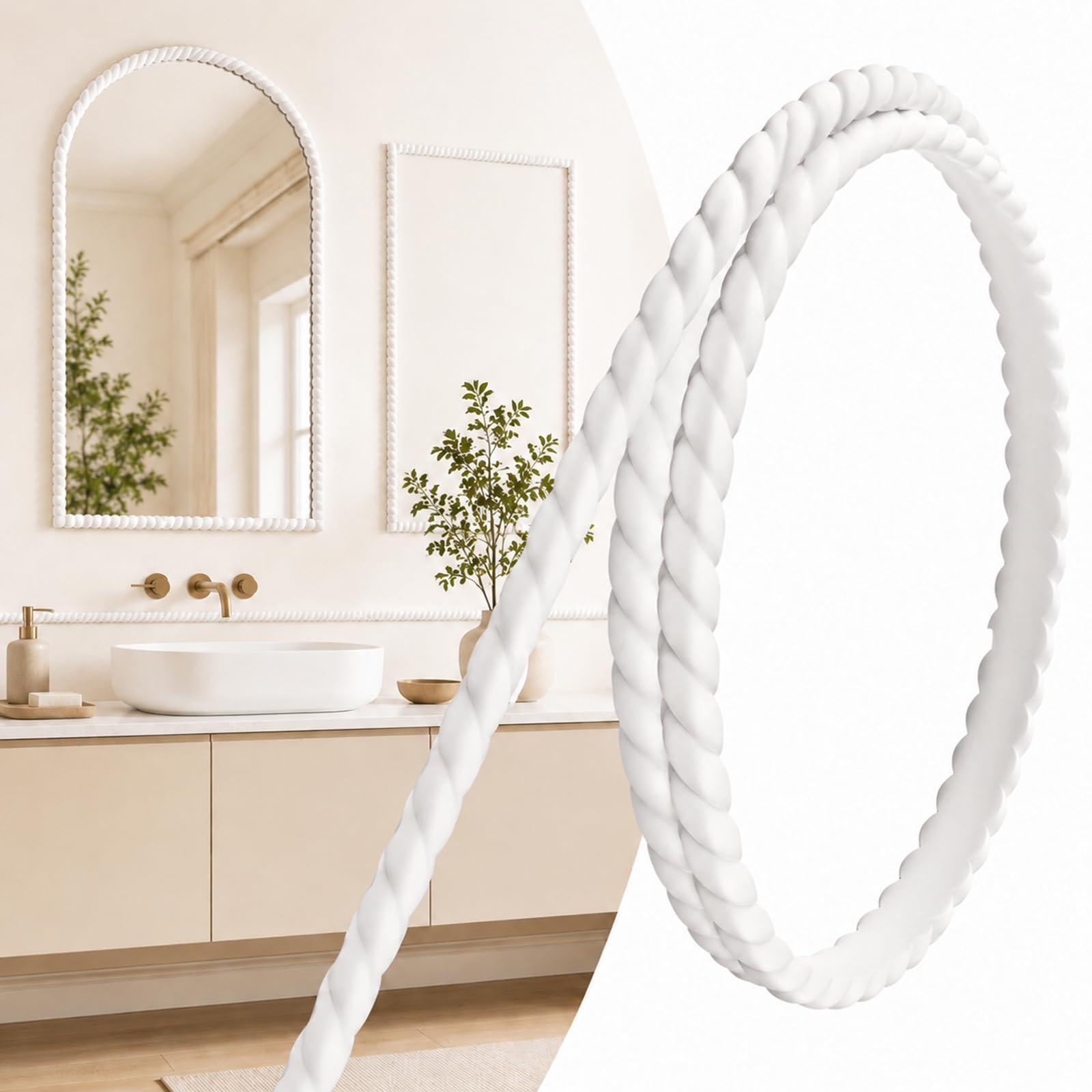 Flexible PVC Molding Trim Decorative DIY Wall Trim for Mirror W 0.8cm, L 5m