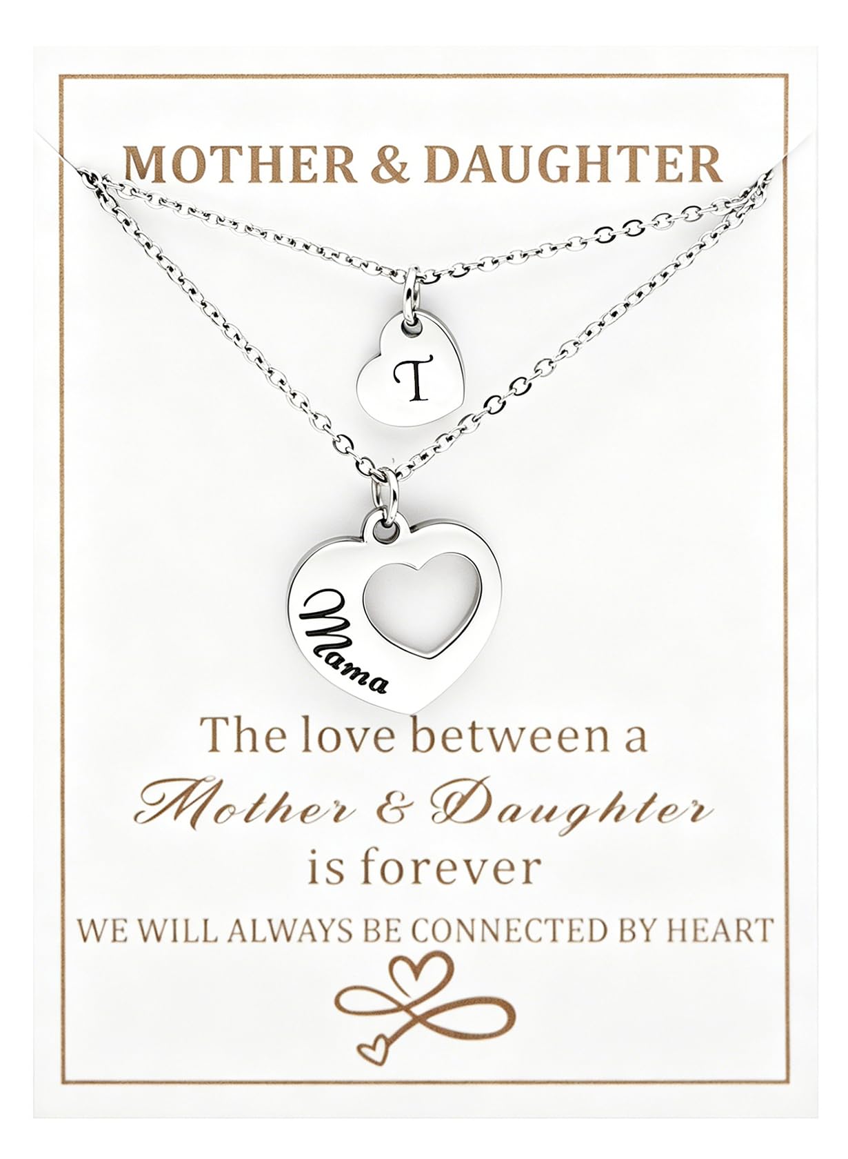 Collier maman et moi pendentif cœur initiale A-Z cadeau métal