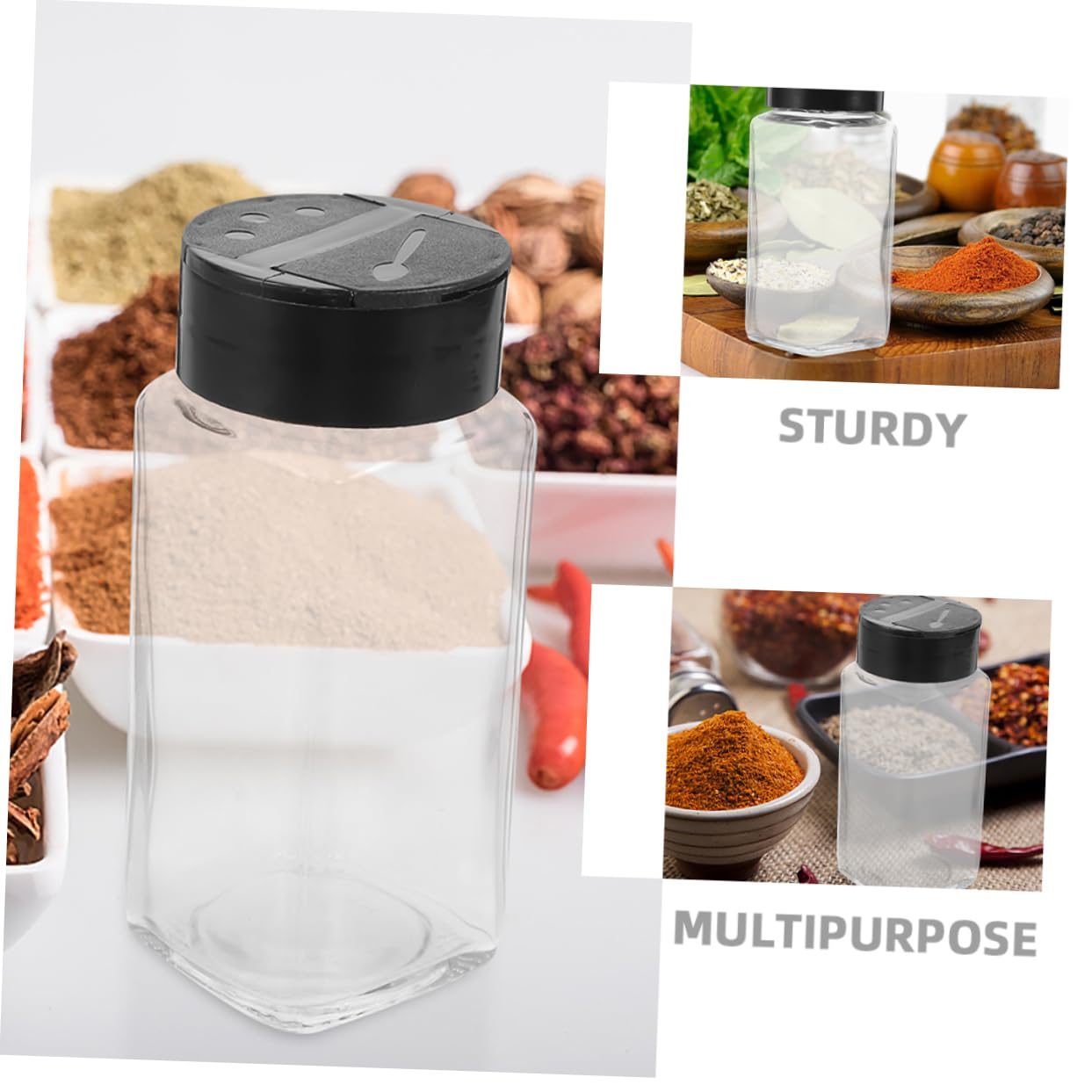 SOLUSTRE 4Pcs Glass Seasoning Jars with Lid Clear for Kitchen Spice Containers and Elegant Kitchen Supplies for Organizing