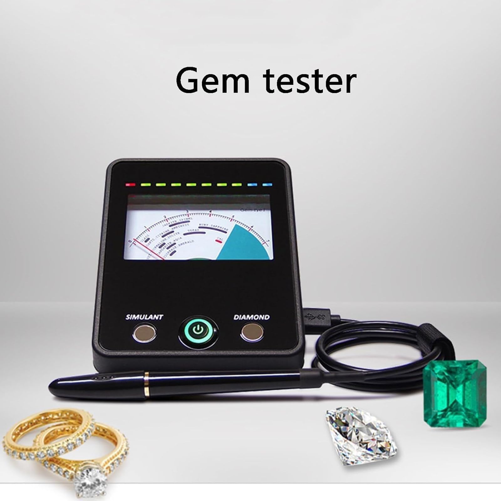 Tester Moissanite, Zestaw Narzędzi Do Testowania Biżuterii LED, Wysoka Dokładność Ze Wskaźnikiem, Automatyczna Kalibracja, Tester Kamieni Szlachetnych Z Odczytem I Dokładnością