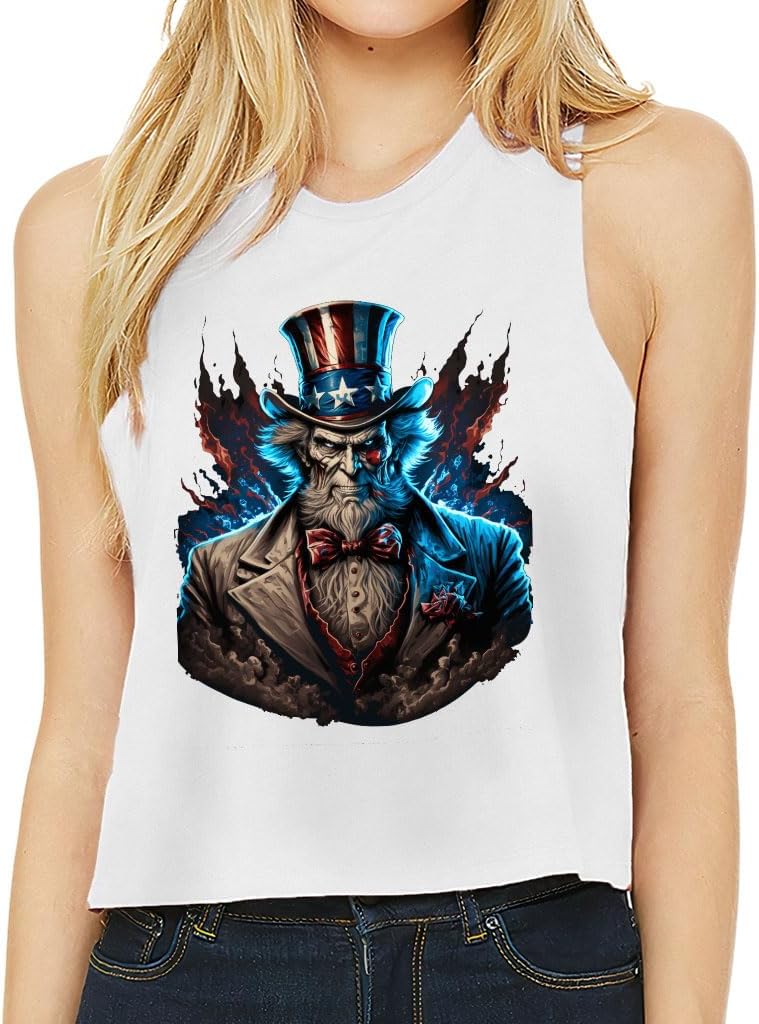 American Design Racerback Cropped Tank - Gift for Her - USA Lovers Items