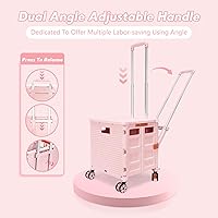 Vista 163 de FELICON SELORSS - Carrito plegable portátil con ruedas para subir escaleras y ruedas giratorias de 360°, mango telescópico, caja de plástico