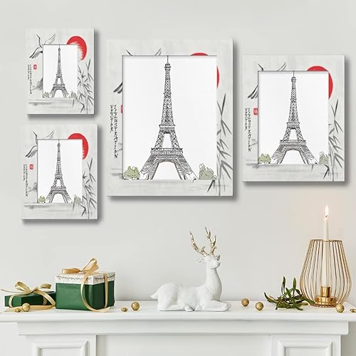 Miniatura 9 de Marco de fotos japonés Fuji Mountain de 5 x 7 pulgadas, marco de fotos de madera de pie para escritorio, marco de fotos de mesa para oficina