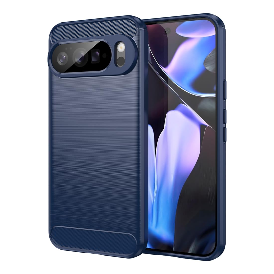 for Pixel 10 Pro XL Case, for Google 10ProXL Carbon Fiber Case Slim Soft TPU Cases Shock-Absorption Protective Shockproof Phone Cover for Google Pixel 10 Pro XL Navy Blue